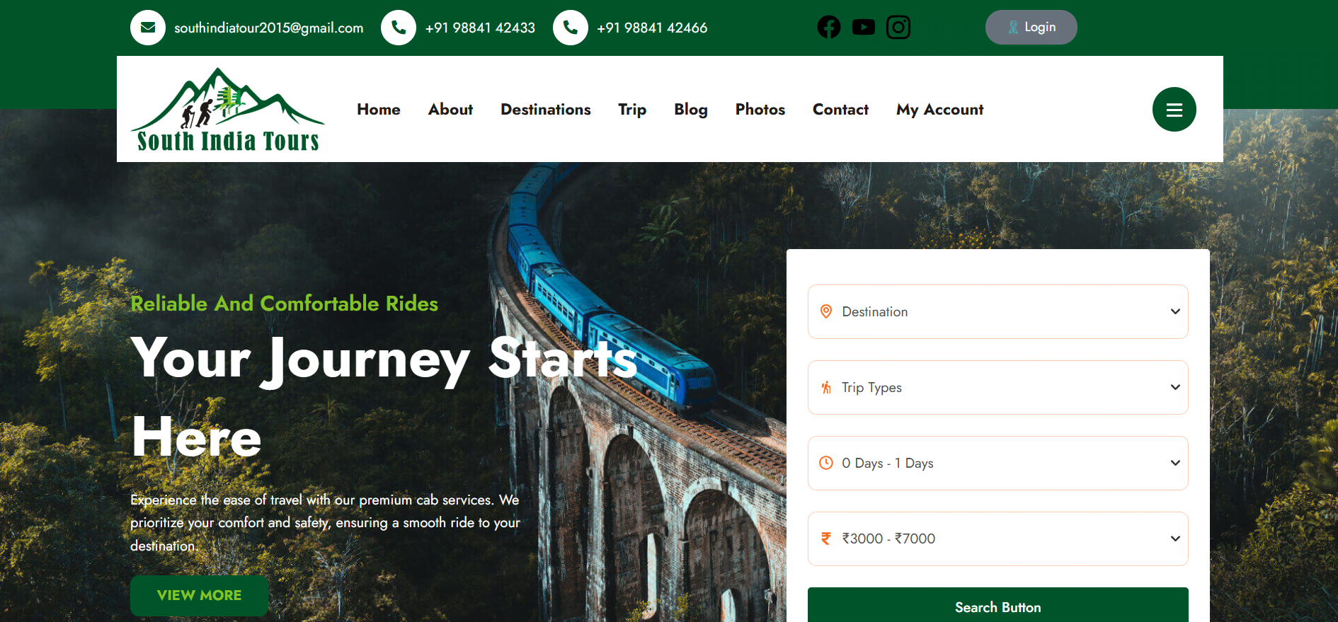 South India Tours site
